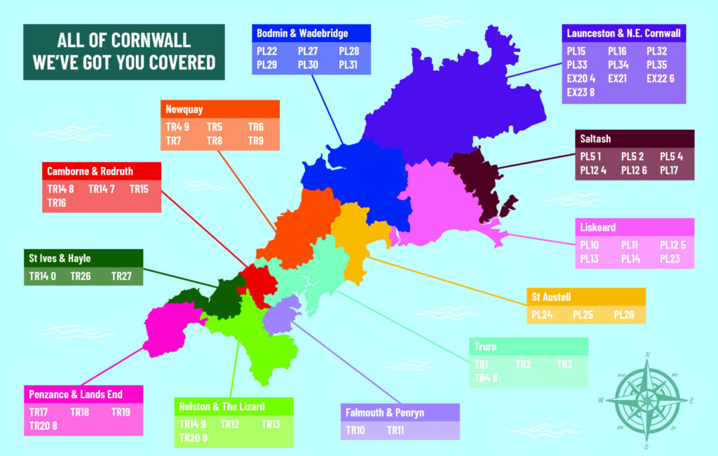 The cornish local coverage area map in cornwall The cornish local coverage area in cornwall